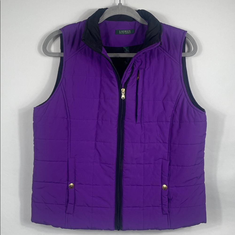Lauren Ralph Lauren Purple‎ Quilted Puffer Vest. Full zip. Womens size L